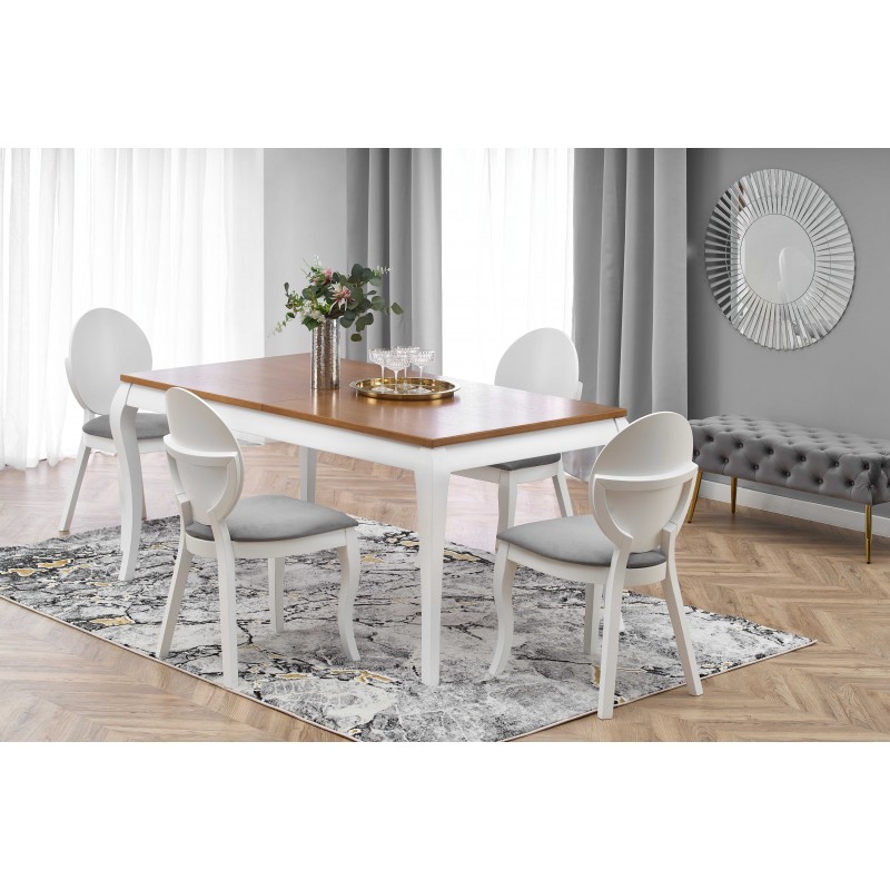 WINDSOR stół rozkładany 160-240x90x76 cm kolor ciemny dąb/biały