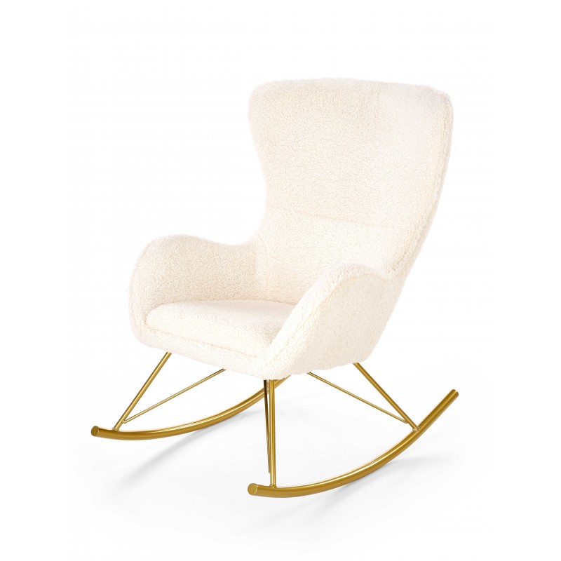 Bujany fotel wypoczynkowy Nova kremowy ze złotymi nogami