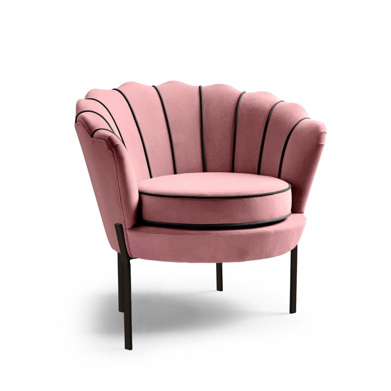 ANGELO fotel wypoczynkowy różowy / czarny