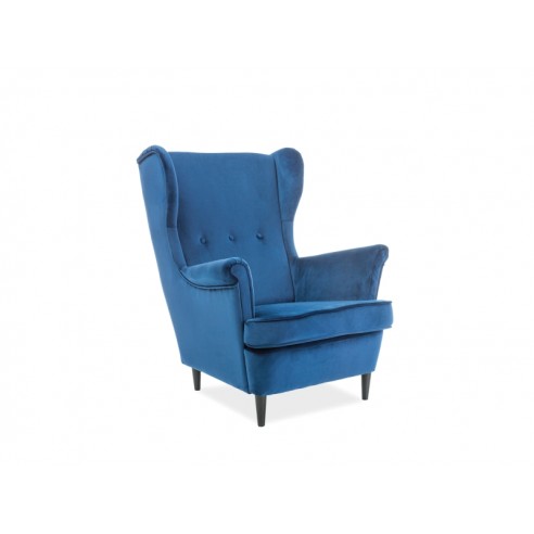 FOTEL LORD VELVET GRANATOWY BLUVEL 86 / WENGE