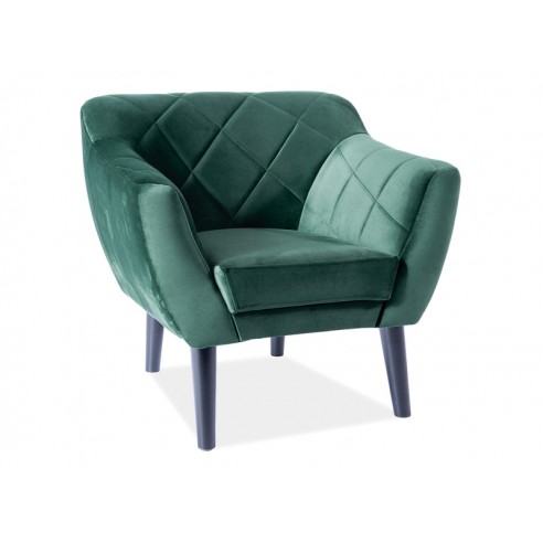 FOTEL KARO 1 VELVET KOLOR ZIELONY BLUVEL 78 / WENGE