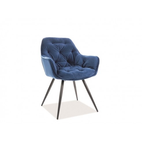 KRZESŁO CHERRY VELVET CZARNY STELAŻ/GRANATOWY BLUVEL 86