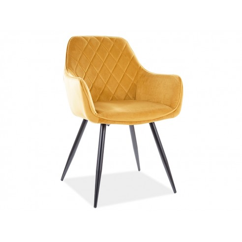 KRZESŁO LINEA VELVET CZARNY STELAŻ/CURRY BLUVEL 68