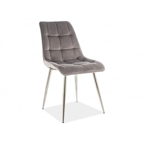 KRZESŁO CHIC VELVET CHROM STELAŻ / SZARY BLUVEL 14