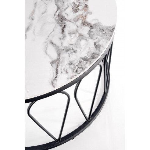 FORMOSA zestaw 2 ław, biały marmur / czarny