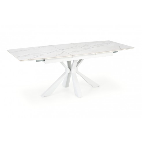 VIVALDI stół rozkładany blat - biały marmur, nogi - biały