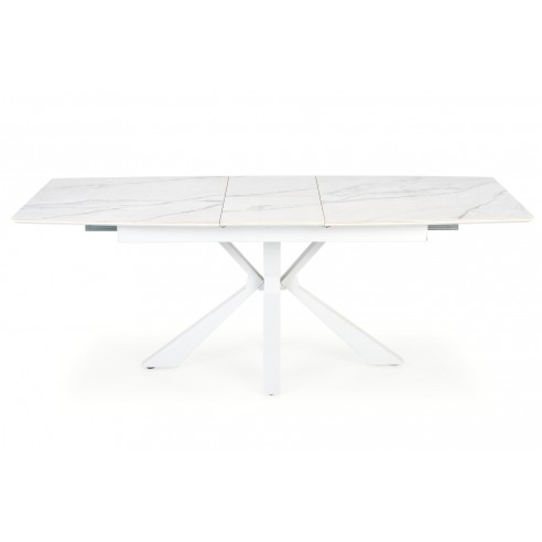 VIVALDI stół rozkładany blat - biały marmur, nogi - biały