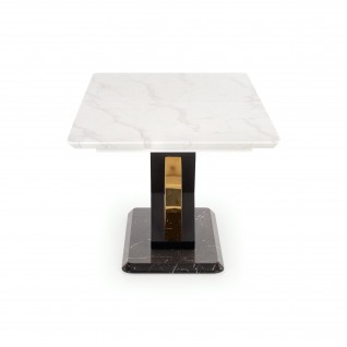 VINCENZO stół rozkładany blat: biały marmur, noga czarny/złoty