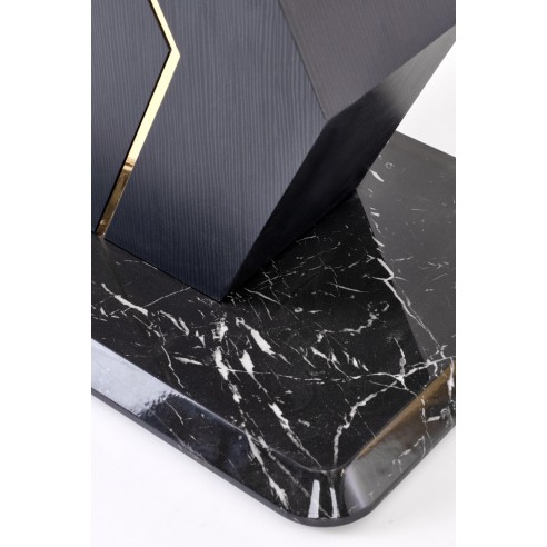 VINCENZO stół rozkładany blat: biały marmur, noga czarny/złoty