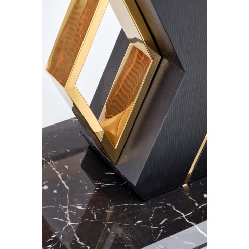 VINCENZO stół rozkładany blat: biały marmur, noga czarny/złoty