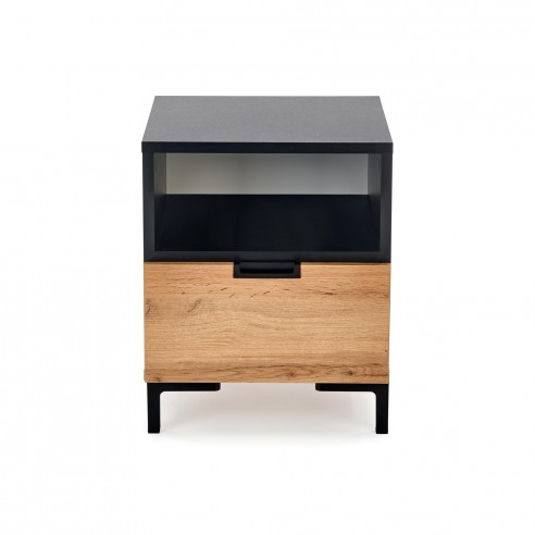 SILVIA szafka nocna, dąb wotan - czarny