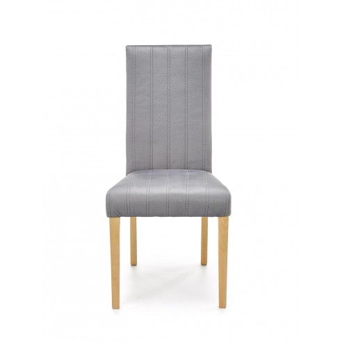 DIEGO 3 krzesło dąb miodowy / tap. velvet pikowany Pasy - MONOLITH 85 (jasny popiel) (1p 2szt)