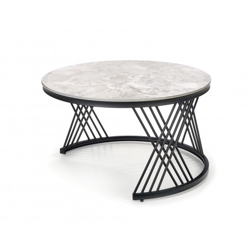 FLAMINGO zestaw 2 ław, popielaty marmur/ czarny