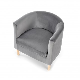 Minimalistyczny fotel wypoczynkowy Vesper popielaty/naturalny