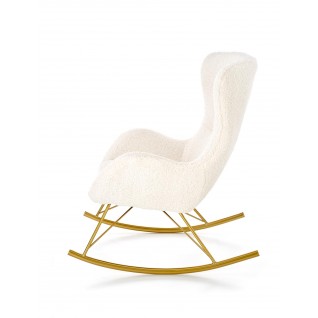 Bujany fotel wypoczynkowy Nova kremowy ze złotymi nogami