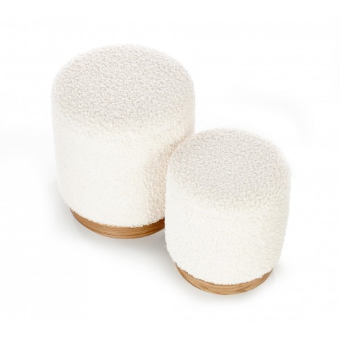 CANCUN zestaw 2 puf, kremowy / naturalny