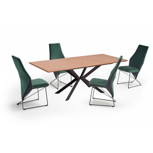 LEGARTO stół rozkładany blat - dąb naturalny, noga - czarny