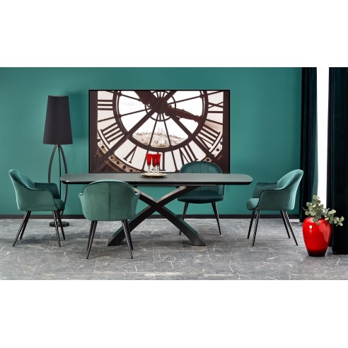 SILVESTRO stół rozkładany blat - ciemny popiel, noga - czarny