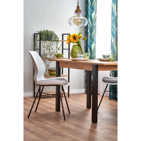 GINO stół rozkładany blat - dąb wotan, nogi - czarny