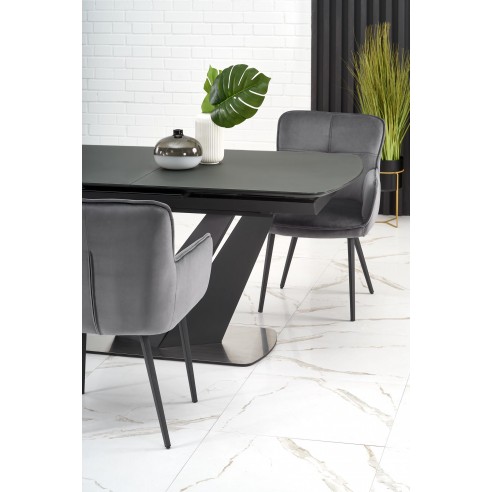 PATRIZIO stół rozkładany blat - ciemny popiel, noga - czarny