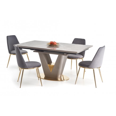 VALENTINO stół rozkładany jasny popiel/złoty