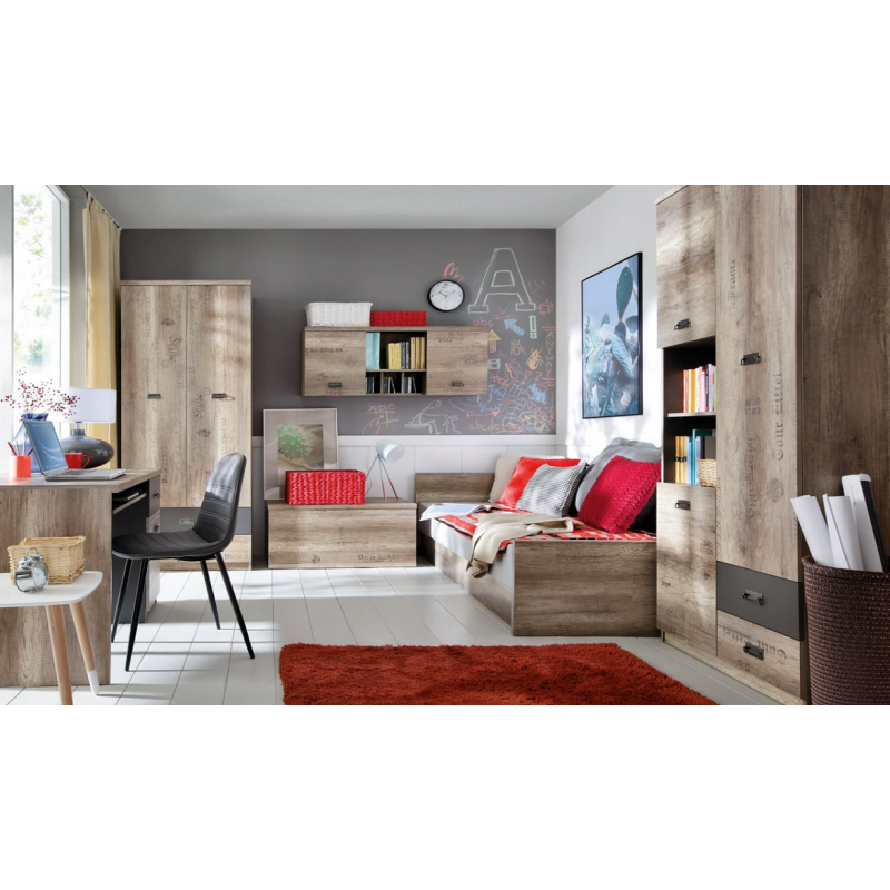 Szafa narożna SZFN2D Malcolm Black Red White