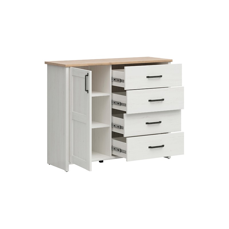 Komoda Loksa KOM1D4S Black Red White