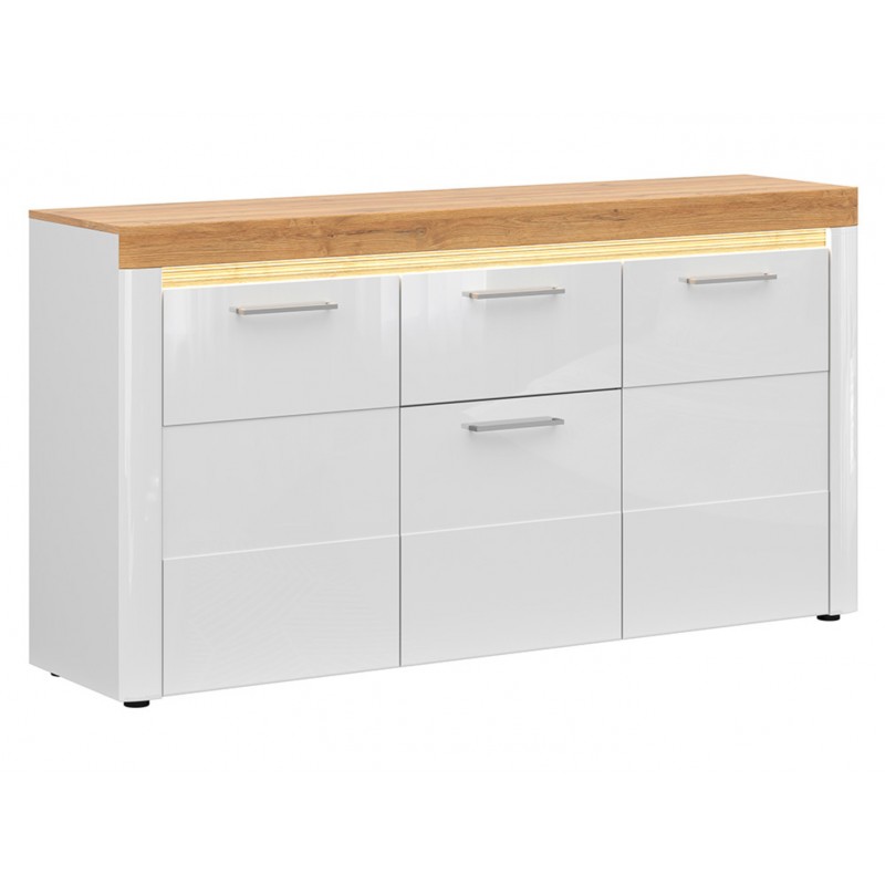 Komoda Horton Meble Black Red White biały/dąb złoty Komoda Horton Meble Black Red White biały/dąb złoty