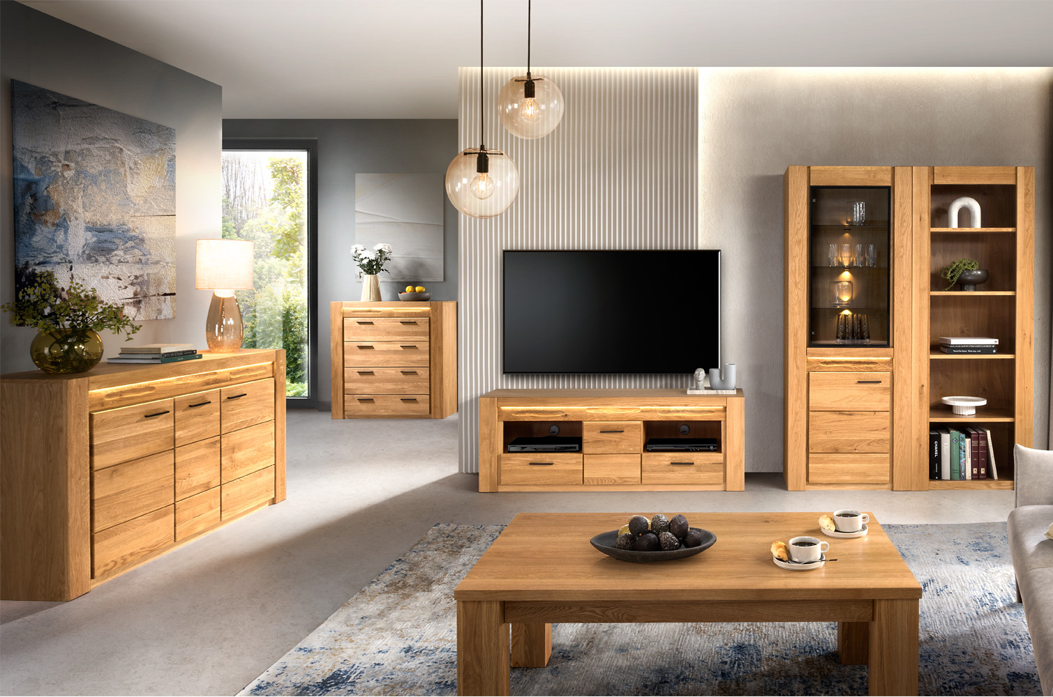 nowoczesne meble do salonu velvet drewno dąb rustical