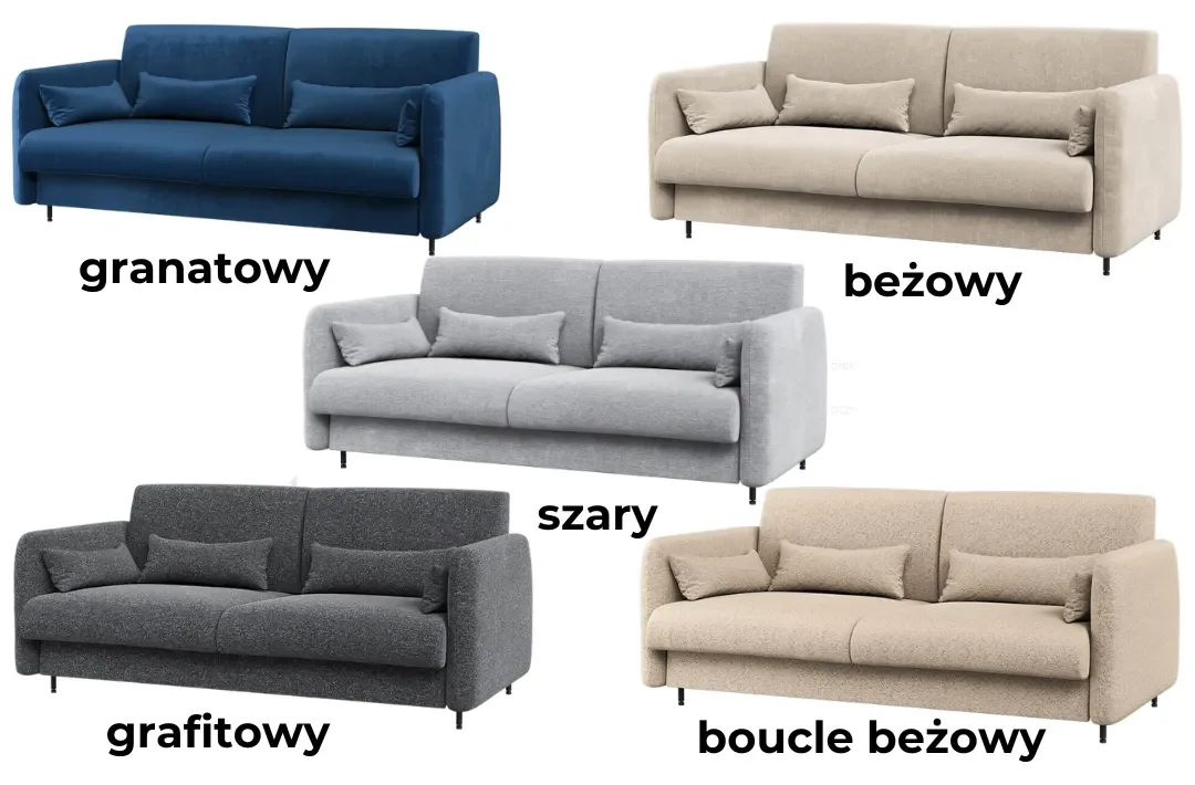 Tapicerowana sofa w pięciu wersjach kolorystycznych